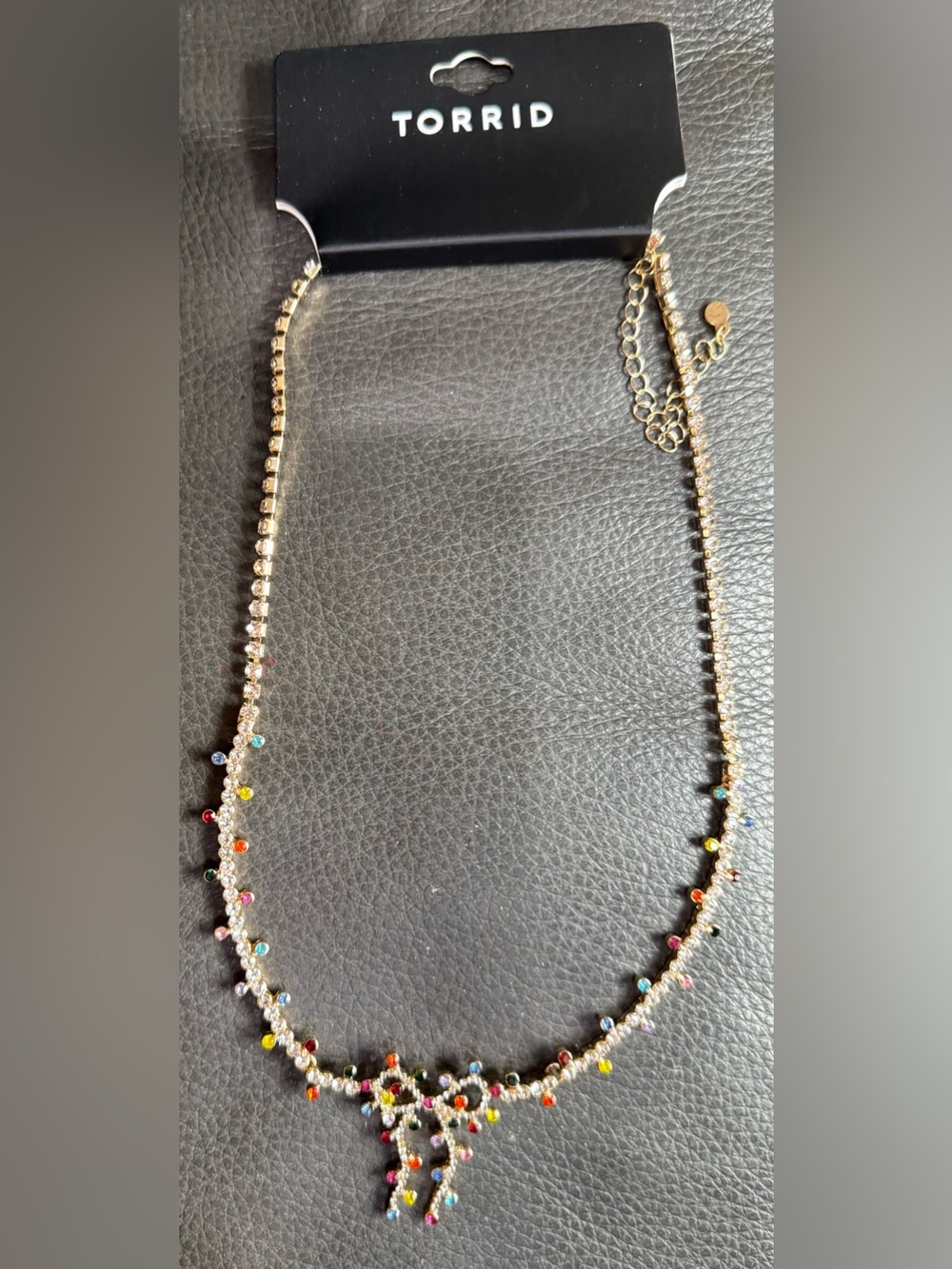 NWT Torrid Holiday lights Bow gem stone necklace
